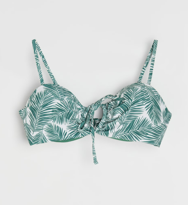 Top bikini bandeau cu legare in fata